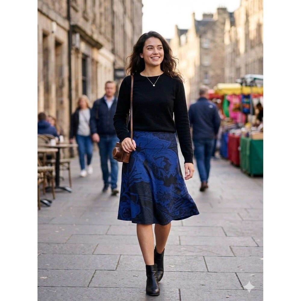 NWT* Nally & Millie Women Floral Knit A-Line Skirt Lined Stretch Knee Length XS